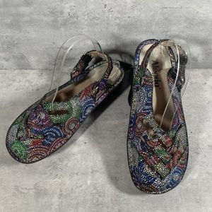 Alegria FRE-387  Freesia‎ Womens 7.5 / 38 Rainbow Leather Slingback Clogs Mules